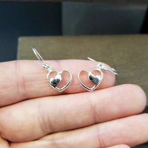 925 Sterling Silver Cute Small Double Heart Earrings